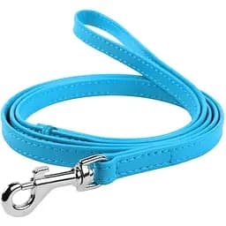 Повідець для собак Waudog Glamour, шкіряний, 122х1,2 см, блакитний