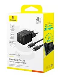 МЗП Baseus Palm Fast Charger Type-C+USB 20W + Cable Type-C to Type-C P101111608113-01 Black - мініатюра 2