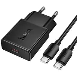 СЗУ Hoco N72 Speed ​​ultra-thin PD20W (1USB-C) + кабель Type-C to Type-C Black