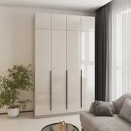 Шафа 4-дверна з антресоллю MebelStar Оскар Gloss BL-B, 4 додаткові полиці 160x52x260 см Кашемір/Кашемір (MBS-5539)