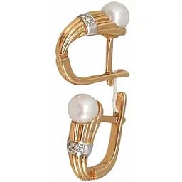 Золотые серьги с бриллиантами и жемчугом. EP17085К