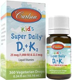 Вітаміни та мінерали Carlson Labs Kid's Super Daily D3+K2, 10.16 мл