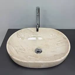 Умивальник VBI Modena S beige stone glossy накладний VBI-012007, Мрамор - мініатюра 4
