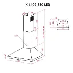 Витяжка купольна PERFELLI K 6402 BL 850 LED - мініатюра 11
