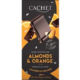 Шоколад Cachet черный 57% с миндалем и апельсином 100 г