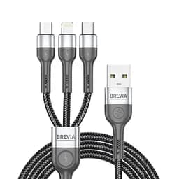Кабель Brevia 3in1 USB to Lightning+Micro+Type-C 3A 1,2м, чорний(59120BULMCC1)