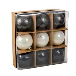 Ялинкові кульки Chomik пластикові графіт з перламутром 8 см 9 шт. (GIF3041)