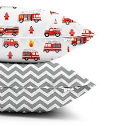 Набір наволочок Cosas Fire Truck 40х60 см (SetPillow_FireCars_ZigGrey_40х60) - мініатюра 2