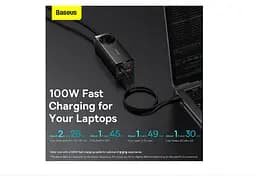 Мережевий зарядний пристрій Baseus GaN3 Pro AC + 2xUSB + 2хType-C 100 W + Cable Type-C-Type-C 100 W 1 м PSZM000401 - мініатюра 5