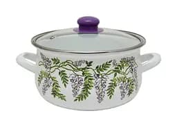 Кастрюля эмалированная Infinity Аркадия, со стеклянной крышкой, 18 см, 2,4 л, белый (6510142)