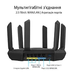ASUS Маршрутизатор RT-AXE7800 Wi-Fi 6E 3xGE LAN 1xGE WAN 1x2.5GE LAN/WAN 1xUSB3.2 MU-MIMO OFDMA MESH gaming - мініатюра 5