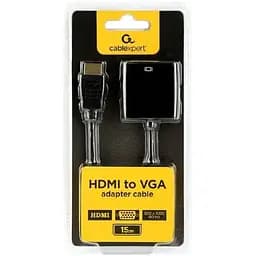 Адаптер Cablexpert HDMI - VGA V 1.4 (M/F), 0.15 м, черный блистер (A-HDMI-VGA-04)