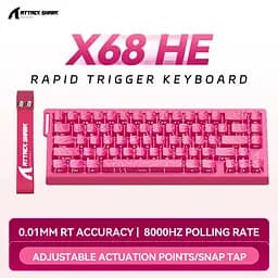 Ігрова магнітна клавіатура ATTACK SHARK X68 HE,RGB,Rapid Trigger, Рожевий - мініатюра 2