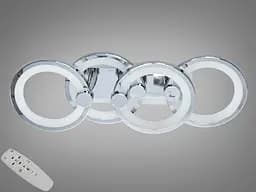 Сучасна стельова LED люстра з пультом, підсвічуванням, 65 Вт, хром