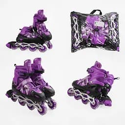 Роликовые коньки, размер 29-33, PVC колеса, стелька 16-19 см, фиолетовый, INLINE SKATE, 24250-S
