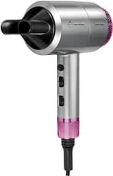 Фен MPM MSW-22, Gray/Pink, 1800W, 2 швидкості, 3 режими, іонізація, концентратор, захист від перегріву