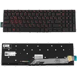 Клавіатура для ноутбука DELL (Inspiron: 7566, 7567) rus, black, без фрейма, підсвічування клавішRED (оригінал) - мініатюра 2
