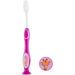Дитяча зубна щітка Chicco для молочних зубів Жираф, малиновий, 3-6 років (09079.10.20)