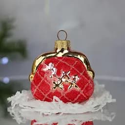 Ялинкова прикраса Санта Шоп Гаманець рожевий скло (4820001165531)