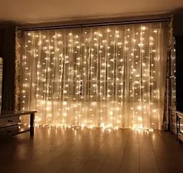 Гірлянда штора Водоспад 720 led 3х3м (прозорий провід, 15 ниток) Теплий білий