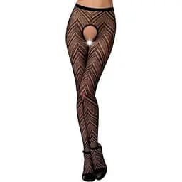 Эротические колготки-бодистокинг Passion S010 black с доступом геометрический рисунок S/M/L