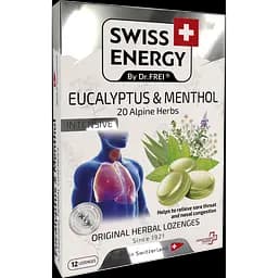 Льодяники від застуди Swiss Energy Herbal Lozenges Blister 20 herbs + Eucalyptus and Menthol трав'яних льодяників