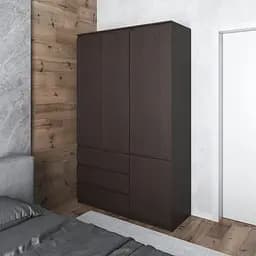 Шкаф для одежды Vays в спальню с 3 шухлядами, штангой и полками, без ручек R9+R22 Венге Темный