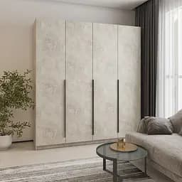 Шафа 4-дверна MebelStar Оскар ДСП BG, блок шухляд+полиці 200x52x220 см Бетон (MBS-4751)