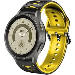 Браслет Scales для Samsung Galaxy Watch 4 - черно-желтый ширина крепления 20мм силикон Watchbands (W18-1WB21135651)