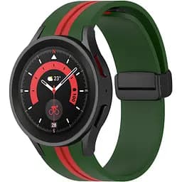 Ремінець для Samsung Galaxy Watch 4 Classic 46mm - зелено-червоний ширина кріплення 20мм силікон Watchbands Cls-line-black (W36-0WB87751991)