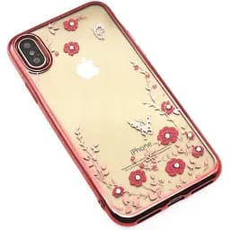 Чохол-накладка Toto TPU electroplating edge with flower pattern iPhone X Rose Gold