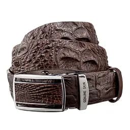 Ремінь-автомат з натуральної шкіри крокодила коричневий CROCODILE LEATHER 18240 120 см