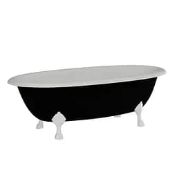 Ванна окремостояча глянцева Amidicon Olimpia 180x90 чорна з литого каменю білі ніжки OLIMPIA_180_nizhk_BLACK_HL, Чорний - мініатюра 10