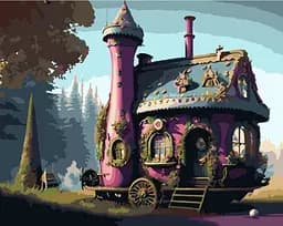 Набор для росписи по номерам Сказочный дом на колесах, Strateg, 40x50 см, GS1336