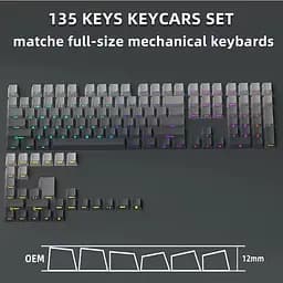 Набір кейкапів Polar Day PBT Double-Shot, 135 клавіш, OEM профіль, бокові легенди, Сірий