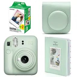 Набір камера Fujifilm Instax Mini 12, Фотопапір 20шт, Чохол, Фотоальбом 64 фото Зелений
