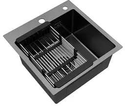 Кухонна мийка Kroner KRP Schwarze - 4545HM PVD (3.0/1.0 мм) (CV033856) - мініатюра 4