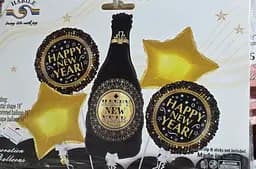 Набір фольгованих кульок "Happy New Year!" 5 шт декоративні для свят - мініатюра 2