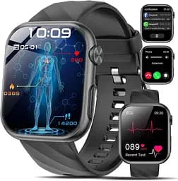 Розумний годинник Marsyu для чоловіків і жінок, 2-дюймовий AMOLED-екгмальний дисплей з артеріальним тиском/SpO2/сердяним ритмом