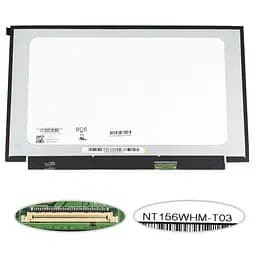 Матриця 15.6 NT156WHM-T03 touch 1366х768, 40pineDP, LED, SLIM без планок та вушок, глянець, роз'єм праворуч знизу для ноутбука