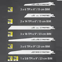 Набір пиляльних полотен для пили шабельної Trotec Wood/Metal Set 12 шт. (DAS302824) - мініатюра 5