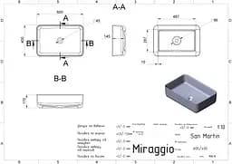 Умивальник Miraggio SAN MARTIN (0000237) Miramarble, Глянцевий, Накладний, Білий - мініатюра 2
