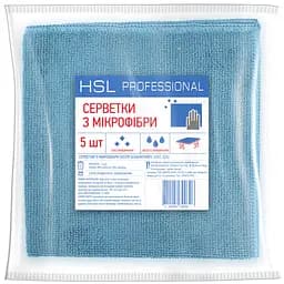Серветки універсальні з мікрофібри HSL Professional блакитні 35 x 35, 5 шт
