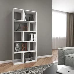 Книжная полка стеллаж Vays D-1 Белый на 10 ячеек ЛДСП 80x30x178 см для дома гостиной офиса