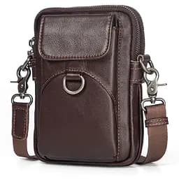 Кожаная сумка через плечо John McDee коричневая 13.5х19х5 см sum0028284