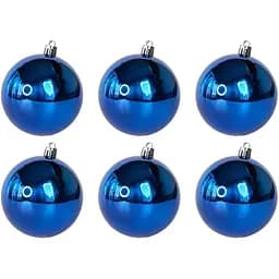 Набір ялинкових іграшок Devilon кулі 8 см синій глянець 6 шт. (890841)