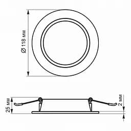 LED світильник Back вбудований круглий VIDEX 6W 5000K Black - мініатюра 4