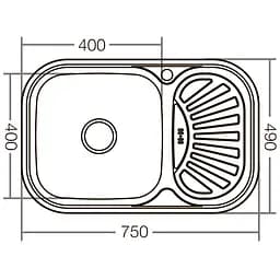 Мийка кухонна ZERIX Z7549-08-180D decor (ZX1607) - мініатюра 2