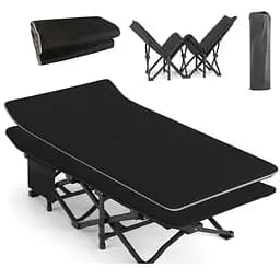 Туристична похідна розкладачка Leobro з Mesh-матрацом Black (LB-CC-L1-BLK)