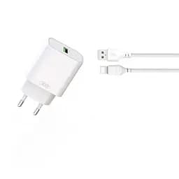 Мережевий зарядний пристрій XO L103 (EU) QC3.0 18W Charger with TYPE-C cable Білий - мініатюра 5